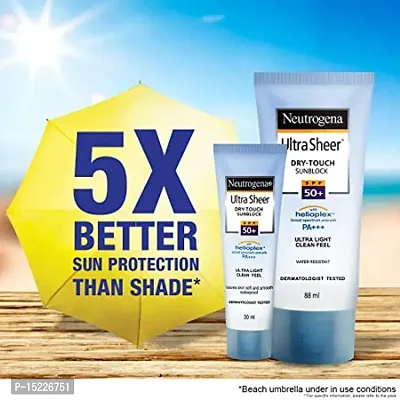 Neutrogena Ultra sheer Sunscreen, SPF 50+, Ultra light, for oily and dry skin, 30ml-thumb2