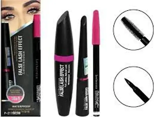 Combo Pack of Kajal with Eyeliner and Mascara 3 in 1  (3 Items in the set)