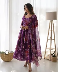 Contemporary Printed Georgette Stitched Gown with Dupatta For Women-thumb2