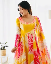 Contemporary Printed Georgette Stitched Gown with Dupatta For Women-thumb1