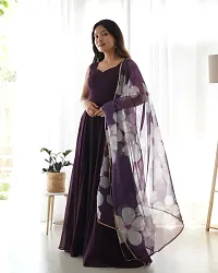 Contemporary Printed Georgette Stitched Gown with Dupatta For Women-thumb2