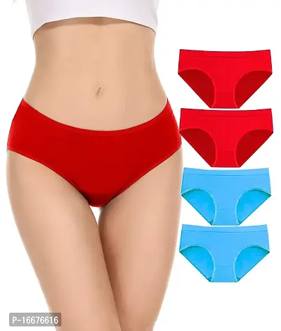 4 Pack Womens Cotton Breathable Underwear Hipster Comfortable Panties  Ladies Briefs Hipsters Seamless Bikini Briefs
