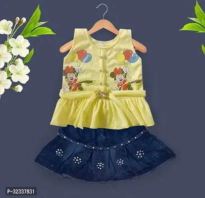 Fabulous Yellow Cotton Printed Clothing Set For Girls-thumb0