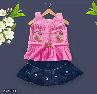 Fabulous Pink Cotton Printed Clothing Set For Girls-thumb0