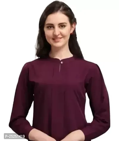Stylish Fancy Designer Crepe Solid Top For Women-thumb0