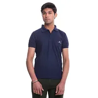 VIE ELEGANTO Cotton Polo T-Shirts Combo Pack of 2 Navy Blue Royal Blue-thumb1