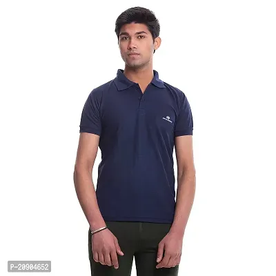 VIE ELEGANTO Cotton Polo T-Shirts Combo Pack of 2 Navy Blue Royal Blue-thumb2