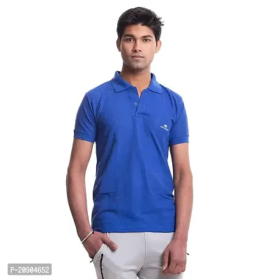 VIE ELEGANTO Cotton Polo T-Shirts Combo Pack of 2 Navy Blue Royal Blue-thumb5