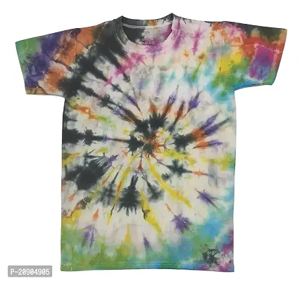 VIE ELEGANTO Ultra-Soft  Breathable Tie  Dye Hand Crafted Cotton Round Neck T-Shirts for Both Women  Men-thumb2