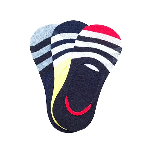 VIE ELEGANTO Men's Ankle Socks No Show Socks For Loafer Sneakers Low Cut Premium Cotton Socks With Non-Slip Grips | Set Of 3 Loafer Multicolor Socks
