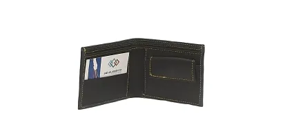 VIE ELEGANTO Leather Wallet for Mens Ultra Strong Stitching | 3 Card Slots | 2 Currency Compartments | 1 Coin Pocket (Black)-thumb2