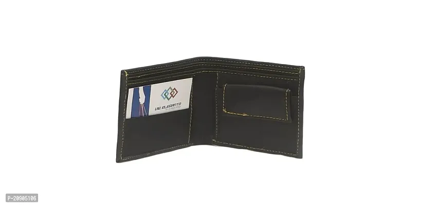 VIE ELEGANTO Leather Wallet for Mens Ultra Strong Stitching | 3 Card Slots | 2 Currency Compartments | 1 Coin Pocket (Black)-thumb3