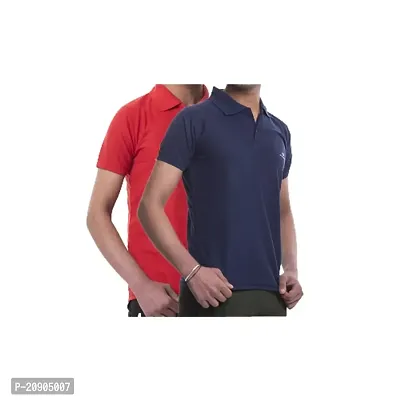 VIE ELEGANTO Polo T-Shirts for Men Boys Combo Cotton Casual use Regular Gift for Birthday (Pack of 2, Blue Red)
