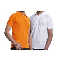 VIE ELEGANTO Polo T-Shirts for Men Boys Combo Cotton Casual use Regular Gift for Birthday (Pack of 1, Orange White)-thumb1