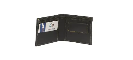 VIE ELEGANTO Leather Wallet for Mens Ultra Strong Stitching | 3 Card Slots | 2 Currency Compartments | 1 Coin Pocket (Black)-thumb1