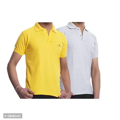 VIE ELEGANTO Polo T-Shirts for Men Boys Combo Cotton Casual use Regular Gift for Birthday (Pack of 1, Yellow White)