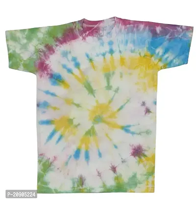 VIE ELEGANTO Ultra-Soft  Breathable Tie  Dye Hand Crafted Cotton Round Neck T-Shirts for Both Women  Men-thumb2