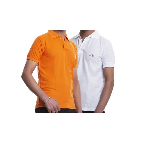 VIE ELEGANTO Cotton Polo T-Shirts Combo (Pack of 2)