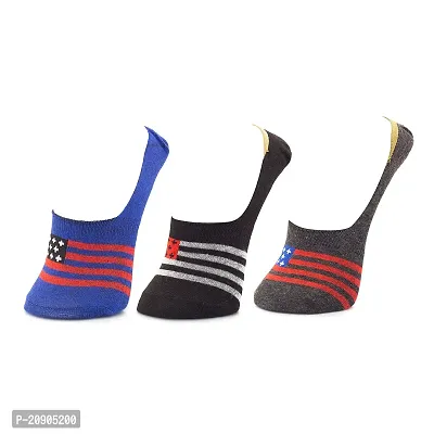 VIE ELEGANTO -Men's Ankle Socks No Show Socks For Loafer Sneakers Low Cut Premium Cotton Blend Socks With Non-Slip Grips | Set Of 3 Loafer Multicolor Socks-thumb5