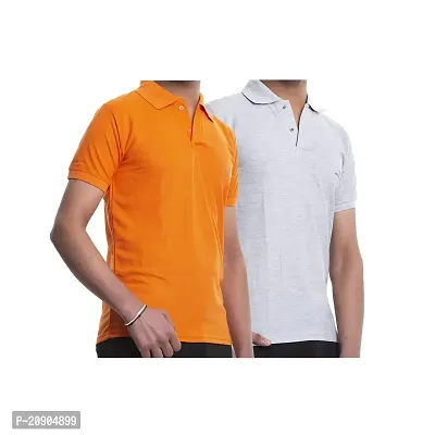 VIE ELEGANTO Polo T-Shirts for Men Boys Combo Cotton Casual use Regular Gift for Birthday (Pack of 1, Orange White)-thumb0