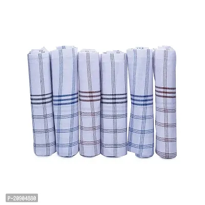 VIE ELEGANTO Mens Cotton Handkerchief For Daily Use, Hanky For Regular Use Boys (Hanky) (White Check)