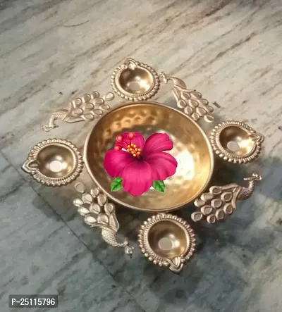 Metal Diya Traditional Lotus Urli Tealight Holder-thumb0