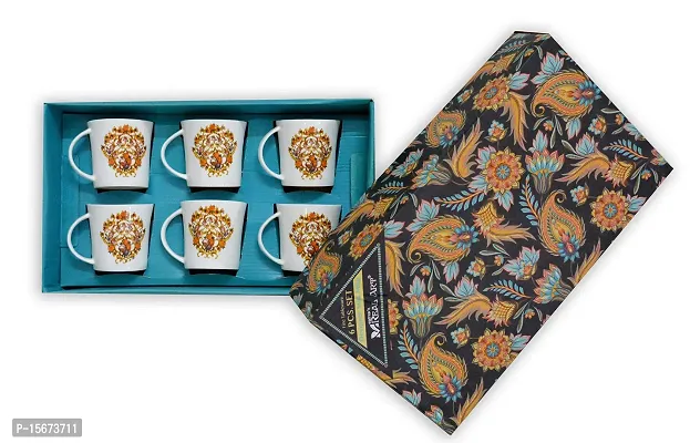 ART TO REAL Bone China Golden Design Classic Coffee Mug (Multicolour)-Set of 6 Pieces-thumb3