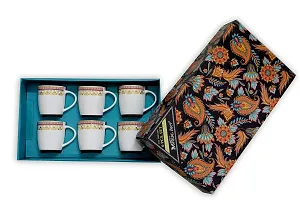 ART TO REAL Bone China Golden Design Classic Coffee Mug (Multicolour)-Set of 6 Pieces-thumb1