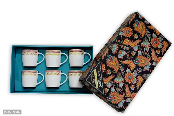 ART TO REAL Bone China Golden Design Classic Coffee Mug (Multicolour)-Set of 6 Pieces-thumb2