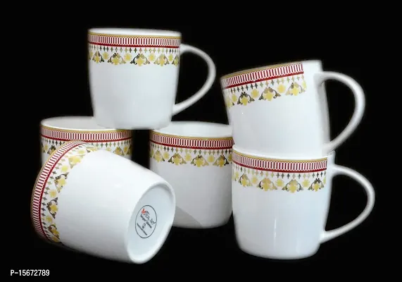 ART TO REAL Bone China Golden Design Classic Coffee Mug (Multicolour)-Set of 6 Pieces