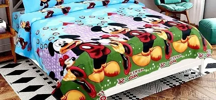 NAZALEQA Microfiber Printed Queen Size Bed Sheet | Soft  Comfortable Bed Sheet | Multicolor (220 x 220 cm) | Blue Mickey Queen-thumb3