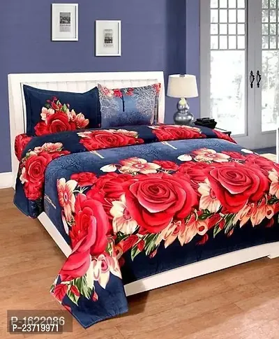 NAZALEQA Microfiber Printed Queen Size Bed Sheet | Soft  Comfortable Bed Sheet | Multicolor (220 x 220 cm) | Red Rose Queen