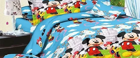 NAZALEQA Microfiber Printed Queen Size Bed Sheet | Soft  Comfortable Bed Sheet | Multicolor (220 x 220 cm) | Blue Mickey Queen-thumb2