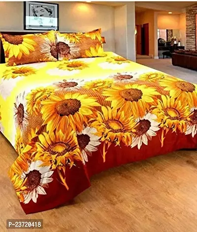 NAZALEQA Microfiber Printed Queen Size Bed Sheet | Soft  Comfortable Bed Sheet | Multicolor (220 x 220 cm) | Sun Flower Queen