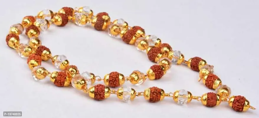 Fancy Rudraksha Cryastal Gold plated Chain