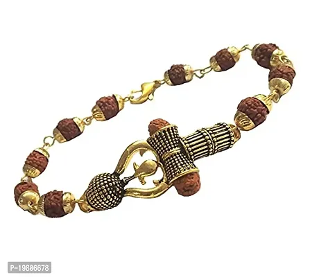 Rudraksha Gold plated Chain Bracelet-thumb0