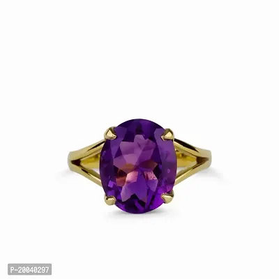 Amethyst Gold Plated Adjustable Ring Lab Certified