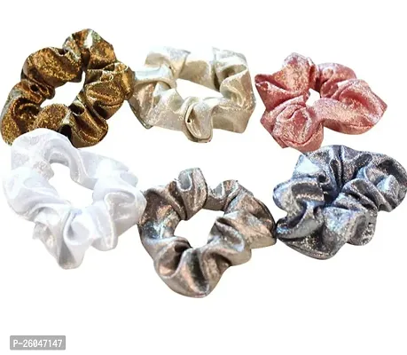 Stylish Metallic Hair Scrunchies Pack Of 6