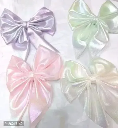 Stylish Ribbon Bow Hair Clip Barrettes Hair Accessories For Party Pack Of 4