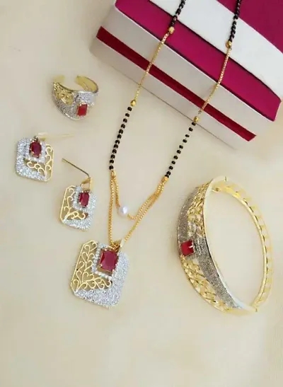 Gold Plated American Diamond Jewellery Set
