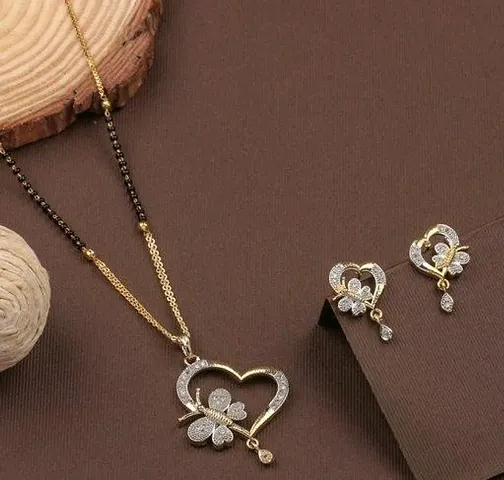Trendy Designer Alloy Mangalsutra With Earring