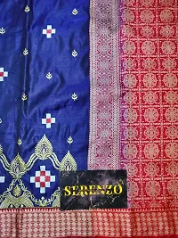 Stylish Navy Blue Art Silk Embroidered Saree with Blouse piece For Women-thumb2