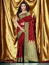 Stylish Maroon Art Silk Embroidered Saree with Blouse piece For Women-thumb2