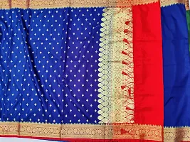 Stylish Blue Art Silk Embroidered Saree with Blouse piece For Women-thumb1