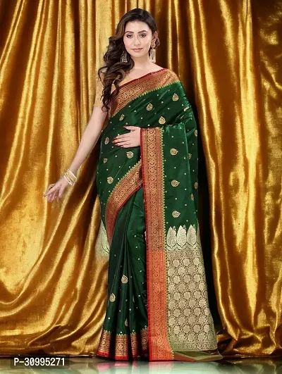 Stylish Olive Art Silk Embroidered Saree with Blouse piece For Women-thumb0