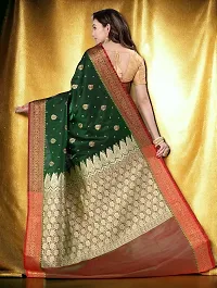 Stylish Olive Art Silk Embroidered Saree with Blouse piece For Women-thumb1