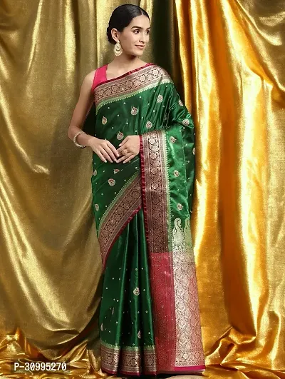 Stylish Olive Art Silk Embroidered Saree with Blouse piece For Women-thumb0