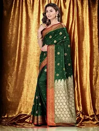 Stylish Olive Art Silk Embroidered Saree with Blouse piece For Women-thumb2