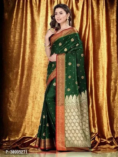 Stylish Olive Art Silk Embroidered Saree with Blouse piece For Women-thumb3