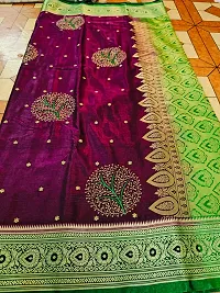 Stylish Purple Art Silk Embroidered Saree with Blouse piece For Women-thumb2